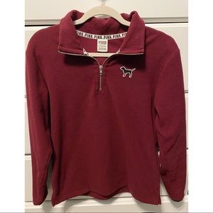 VS Pink Maroon Fleece 1/4 ZIP Pullover
